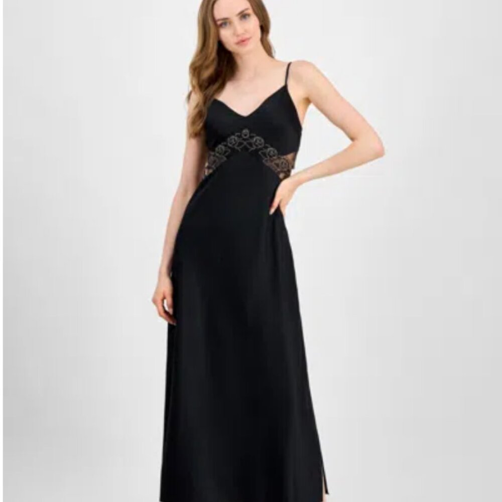 I.n.c International Concepts Women's Lace-trim Satin Nightgown Size: XS